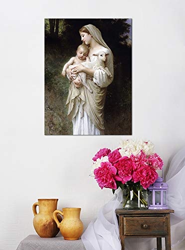 Wandbild William-Adolphe Bouguereau Die Unschuld - 50x60cm hochkant - Alte Meister Berühmte Gemälde Leinwandbild Kunstdruck Bild auf Leinwand