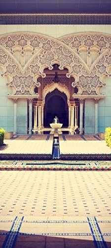 Türtapete selbstklebend Marokkanische Architektur - Malaysia Vintage 90 x 200 cm - einteilig Türaufkleber Türfolie Türposter - Architektur Brunnen Garten Marokko Putrajaya Orientalisch Kultur Kunst