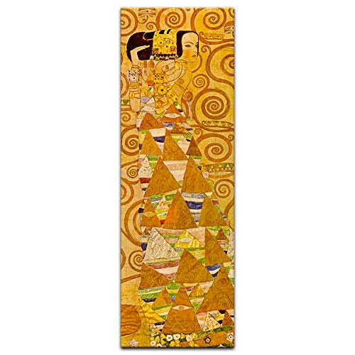 Keilrahmenbild Gustav Klimt Die Erwartung - 30x90cm hochkant - Alte Meister Berühmte Gemälde Leinwandbild Kunstdruck Bild auf Leinwand