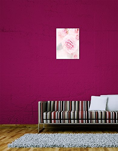 Wandbild - Aquarell - Rosa Rosen - Bild auf Leinwand 50 x 60 cm einteilig - Leinwandbilder - Bilder als Leinwanddruck - Pflanzen & Blumen - Malerei - Natur - rosafarbene Blüten
