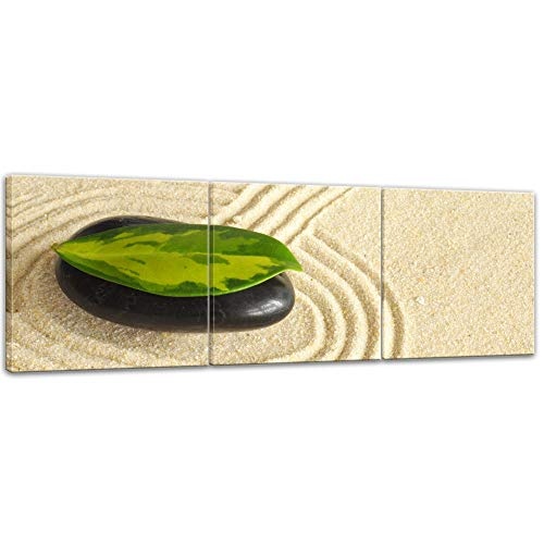 Wandbild - Zen Steine II - Bild auf Leinwand - 180 x 60 cm 3tlg - Leinwandbilder - Bilder als Leinwanddruck - Geist & Seele - Asien - Wellness