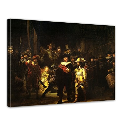 Leinwandbild Rembrandt Die Nachtwache - 120x90cm quer - Alte Meister Keilrahmenbild Leinwandbild Alte Meister Gemälde Kunstdruck Bild auf Leinwand