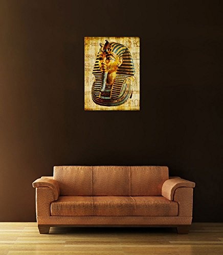 Wandbild - Pharao - Ägypten - Bild auf Leinwand - 50 x 60 cm - Leinwandbilder - Bilder als Leinwanddruck - Städte & Kulturen - Afrika - altes Ägypten - Pharaonenmaske