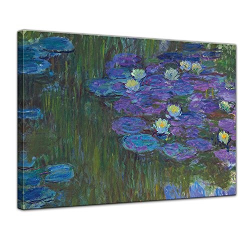 Wandbild Claude Monet Seerosen in voller Blüte - 40x30cm quer - Alte Meister Berühmte Gemälde Leinwandbild Kunstdruck Bild auf Leinwand