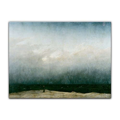 Wandbild Caspar David Friedrich Der Mönch am Meer - 80x60cm quer - Alte Meister Berühmte Gemälde Leinwandbild Kunstdruck Bild auf Leinwand