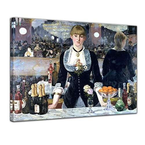 Wandbild Édouard Manet Bar in den Folies-Bergère - 80x60cm quer - Alte Meister Berühmte Gemälde Leinwandbild Kunstdruck Bild auf Leinwand