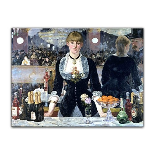 Wandbild Édouard Manet Bar in den Folies-Bergère - 80x60cm quer - Alte Meister Berühmte Gemälde Leinwandbild Kunstdruck Bild auf Leinwand