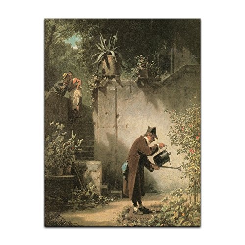 Leinwandbild Carl Spitzweg Der Blumenfreund - 30x40cm hochkant - Wandbild Alte Meister Kunstdruck Bild auf Leinwand Berühmte Gemälde