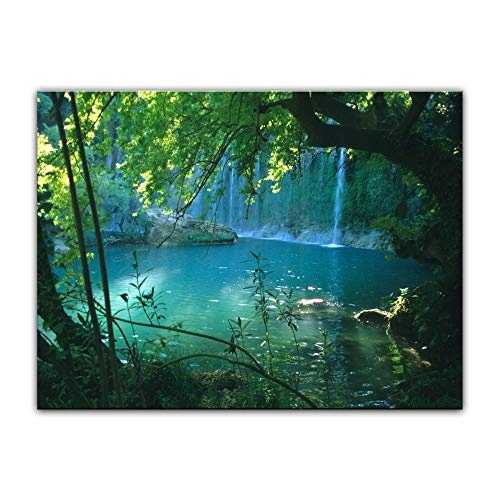 Wandbild - Kursunlu Wasserfälle - Türkei - Bild auf Leinwand - 60 x 50 cm - Leinwandbilder - Bilder als Leinwanddruck - Landschaften - Natur - Dschungel - Wasserfall im Wald