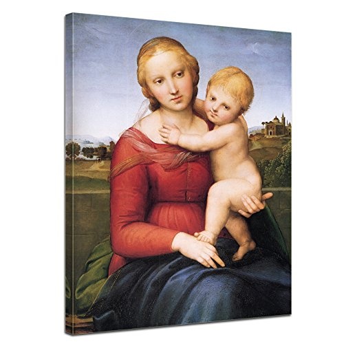 Leinwandbild Raffael Madonna mit Kind - 60x80cm hochkant - Wandbild Alte Meister Kunstdruck Bild auf Leinwand Berühmte Gemälde