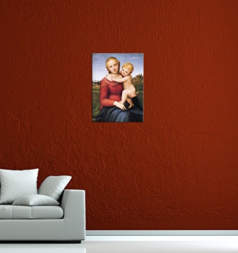 Leinwandbild Raffael Madonna mit Kind - 60x80cm hochkant - Wandbild Alte Meister Kunstdruck Bild auf Leinwand Berühmte Gemälde