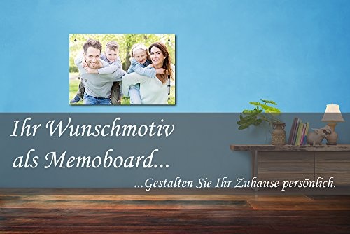 Memoboard - Personalisierbar mit Ihrem Wunschmotiv - SOFORT VORSCHAU - 60 x 40 cm / 40 x 60 cm / 40 x 40 cm einzigartige Geschenkidee, mit Ihrem eigenem Foto - Kind - Familie - Haustier - Urlaub