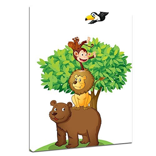 Wandbild Kinderbild Baum mit Tieren II - 30 x 40 cm...