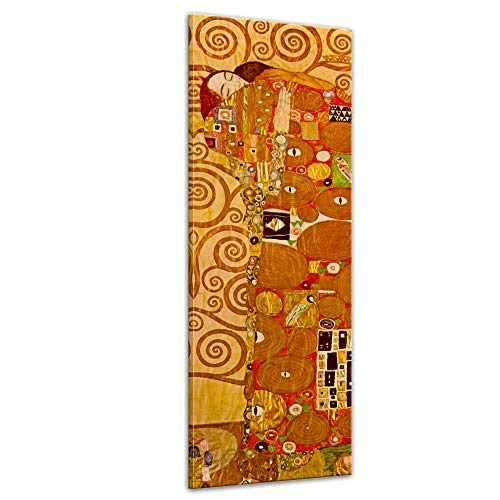Keilrahmenbild Gustav Klimt Die Erfüllung - 30x90cm hochkant - Alte Meister Berühmte Gemälde Leinwandbild Kunstdruck Bild auf Leinwand