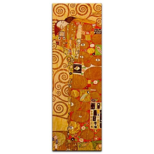 Keilrahmenbild Gustav Klimt Die Erfüllung - 30x90cm hochkant - Alte Meister Berühmte Gemälde Leinwandbild Kunstdruck Bild auf Leinwand