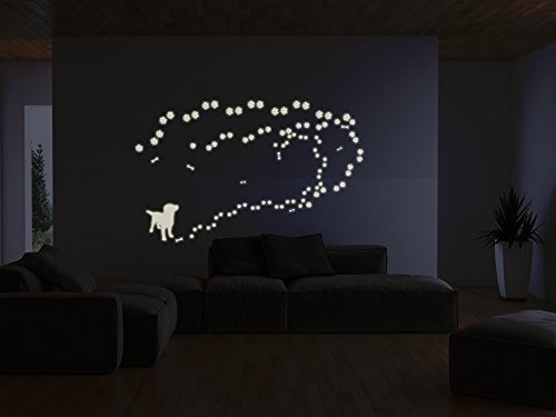 Bilderdepot24 Wandtattoo Leuchtfolie Hundetatzen - Fluoreszierend und Nachtleuchtend