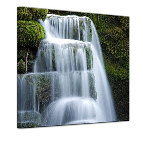 Wandbild - Wasserfall - Bild auf Leinwand 40 x 40 cm -...