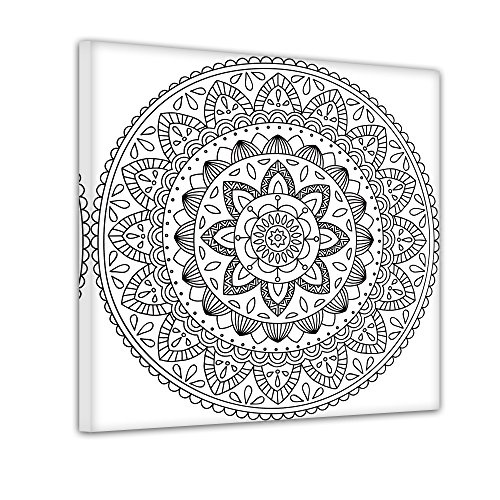 Bilderdepot24 Mandala IV - Ausmalbild auf Leinwand, aufgespannt auf Rahmen - Quadrat-Format - 60x60 cm