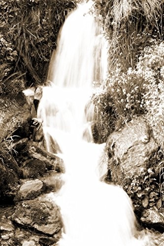 Bilderdepot24 Vlies Fototapete - Kleiner Wasserfall - sephia - Sepia - 65x100 cm - mit Kleister - Poster - Foto auf Tapete - Wandbild - Wandtapete - Vliestapete