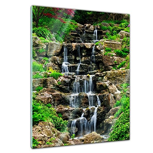 Glasbild - Kleiner Wasserfall - 40 x 60 cm - Deko Glas -...