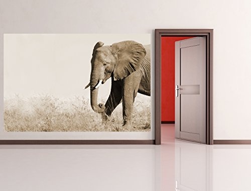 Bilderdepot24 Vlies Fototapete - Elefant II - sephia - Sepia - 150x100 cm - mit Kleister - Poster - Foto auf Tapete - Wandbild - Wandtapete - Vliestapete
