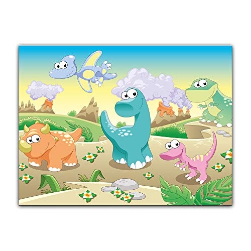 Keilrahmenbild Kinderbild Dinosaurierjungen - 120 x 90 cm...