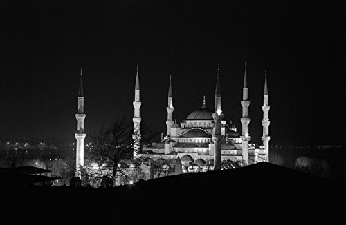 Bilderdepot24 Vlies Fototapete - Moschee bei Nacht - schwarz Weiss - 230x150 cm - mit Kleister - Poster - Foto auf Tapete - Wandbild - Wandtapete - Vliestapete