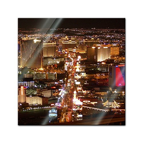Glasbild - Las Vegas Strip bei Nacht - 20 x 20 cm - Deko...