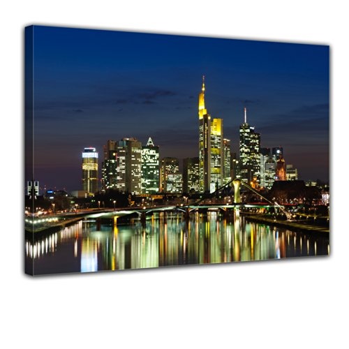 Wandbild - Frankfurt Skyline bei Nacht - Deutschland -...