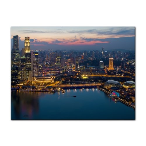 Wandbild - Singapur - Bild auf Leinwand - 80x60 cm 1...