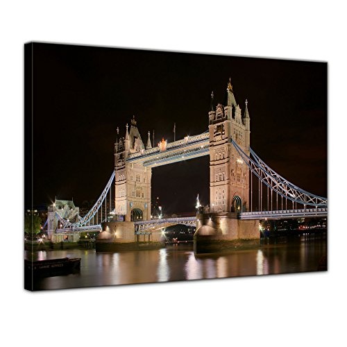 Keilrahmenbild - London Towerbridge bei Nacht - Bild auf Leinwand - 120x90 cm 1 teilig - Leinwandbilder - Bilder als Leinwanddruck - Städte & Kulturen - Europa - England - London bei Nacht