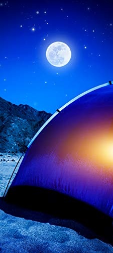 Bilderdepot24 Türtapete selbstklebend Camping bei Nacht 90 x 200 cm - einteilig Türaufkleber Türfolie Türposter - Zelt Mond Outdoor Wildnis Mond Sterne Reisen Übernachten Urlaub