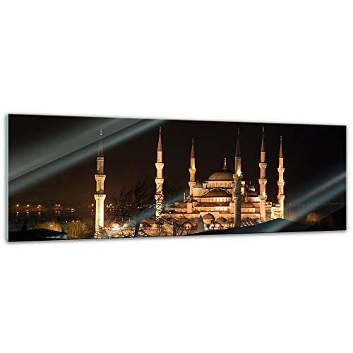 Glasbild - Moschee bei Nacht - 120 x 40 cm - Deko Glas -...