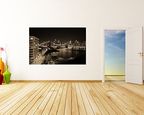 Bilderdepot24 Vlies Fototapete - New York Skyline bei Nacht - sephia - Sepia - 100x65 cm - mit Kleister - Poster - Foto auf Tapete - Wandbild - Wandtapete - Vliestapete
