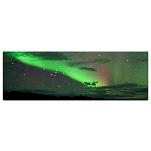 Keilrahmenbild - Nordlichter - Bild auf Leinwand - 160 x 50 cm - Leinwandbilder - Bilder als Leinwanddruck - Landschaften - Natur - Polarlichter in der Nacht