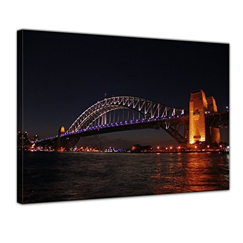 Wandbild - Harbour Bridge - Australien - Bild auf Leinwand - 70 x 50 cm - Leinwandbilder - Bilder als Leinwanddruck - Städte & Kulturen - Australien - Sydney - Harbour Bridge bei Nacht