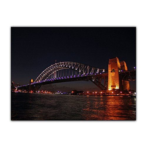 Wandbild - Harbour Bridge - Australien - Bild auf Leinwand - 70 x 50 cm - Leinwandbilder - Bilder als Leinwanddruck - Städte & Kulturen - Australien - Sydney - Harbour Bridge bei Nacht
