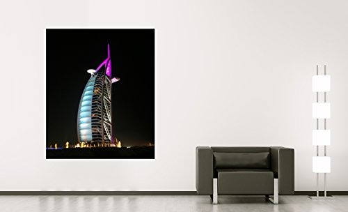 Bilderdepot24 Vlies Fototapete - Burj al Arab bei Nacht - 65x80 cm - mit Kleister - Poster - Foto auf Tapete - Wandbild - Wandtapete - Vliestapete