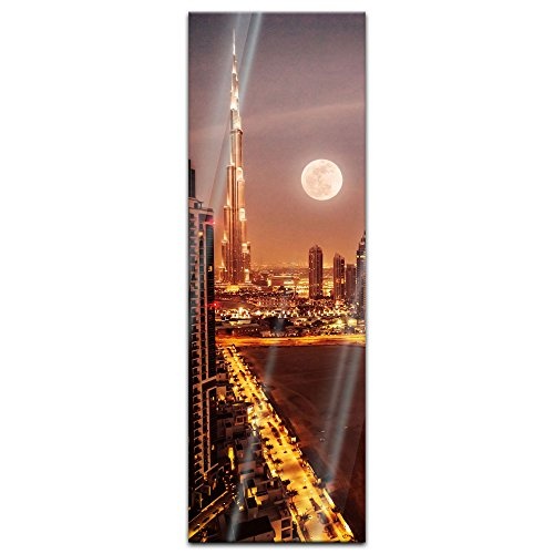 Glasbild - Dubai im Mondlicht - 40x120 cm - Deko Glas -...