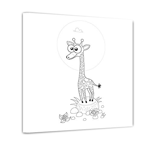 Bilderdepot24 Giraffe - Ausmalbild auf Leinwand, aufgespannt auf Rahmen - Quadrat-Format - 80x80 cm