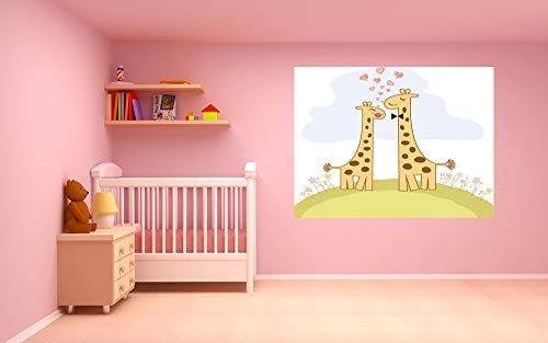 Bilderdepot24 Vlies Fototapete - Kinderbild - Verliebte Giraffen II Cartoon sephia - Sepia - 200x150 cm