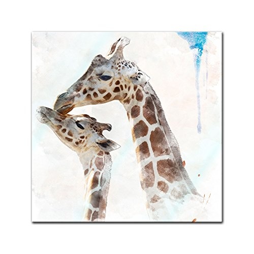 Bilderdepot24 Glasbild Aquarell - Giraffe - 20 x 20 cm - Deko Glas - brilliante Farben, inkl. Aufhängung