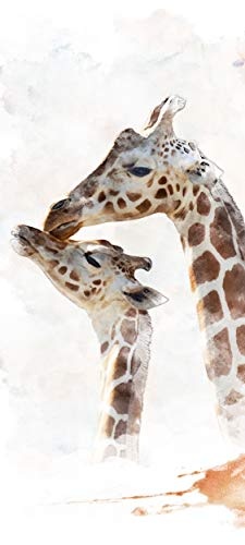 Bilderdepot24 Türtapete selbstklebend Giraffe 90 x 200 cm - einteilig Türaufkleber Türfolie Türposter - Wasserfarbe Aquarell Tier Afrika Savanne Sahara Akazie