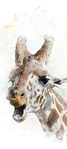 Bilderdepot24 Türtapete selbstklebend Giraffe II 90 x 200 cm - einteilig Türaufkleber Türfolie Türposter - Wasserfarbe Aquarell Tier Afrika Flecken Hals Savanne Sahara Akazie