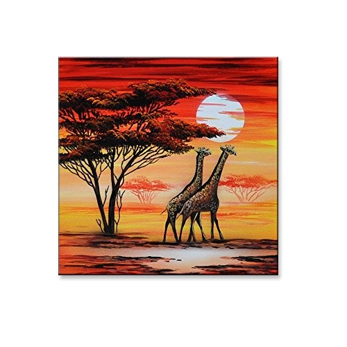 Bilderdepot24 Wandbild - Giraffen M2 - Leinwandbild 30x30 cm M23