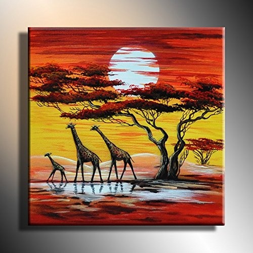 Bilderdepot24 Wandbild - Giraffen M1 - Leinwandbild 30x30 cm M24