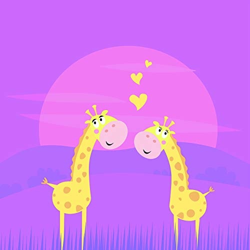 Bilderdepot24 Fototapete selbstklebend Kinderbild - Verliebte Giraffen Cartoon - Pastell - 300x300 cm - Poster - Dekoration - Wandbild - Wandposter - Wand - Wanddeko