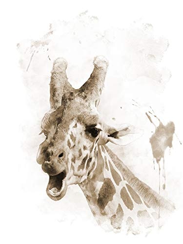 Bilderdepot24 Vlies Fototapete - Aquarell - Giraffe II - sephia - Sepia - 100x130 cm - mit Kleister - Poster - Foto auf Tapete - Wandbild - Wandtapete - Vliestapete