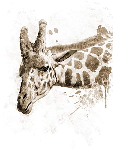 Bilderdepot24 Vlies Fototapete - Aquarell - Giraffe III - sephia - Sepia - 150x200 cm - mit Kleister - Poster - Foto auf Tapete - Wandbild - Wandtapete - Vliestapete
