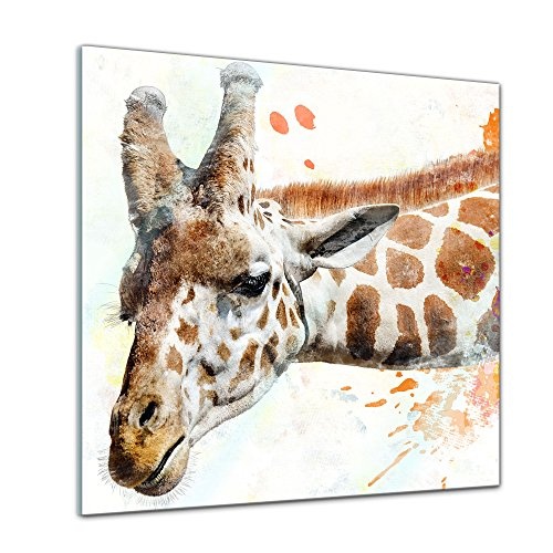 Bilderdepot24 Glasbild Aquarell - Giraffe III - 20 x 20...